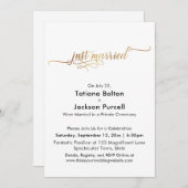 Elegant Gold Calligrafie gewoon gehuwde ontvangst Kaart (Voorkant / Achterkant)