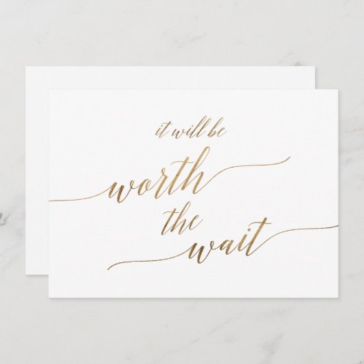 Elegant Gold Calligrafie Het zal de wachttijd waar Kaart (Voorkant / Achterkant)