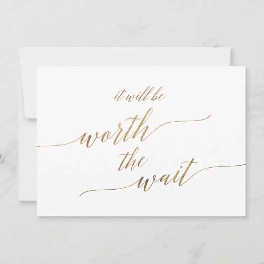 Elegant Gold Calligrafie Het zal de wachttijd waar Kaart (Voorkant)