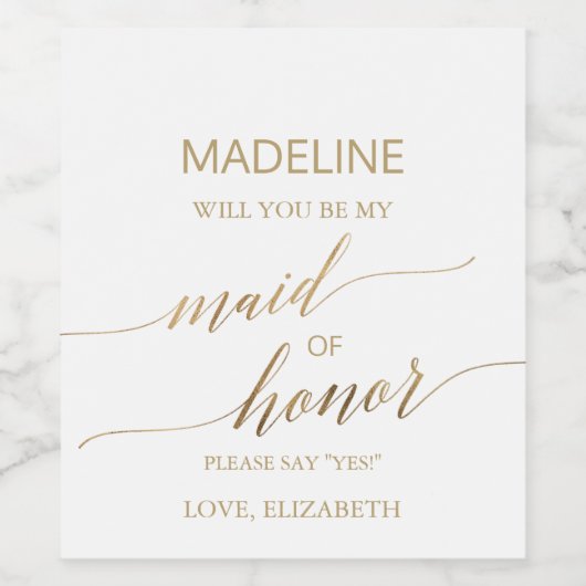 Elegant Gold Calligrafie is mijn eerbetoon Wijn Etiket (Enkel label)