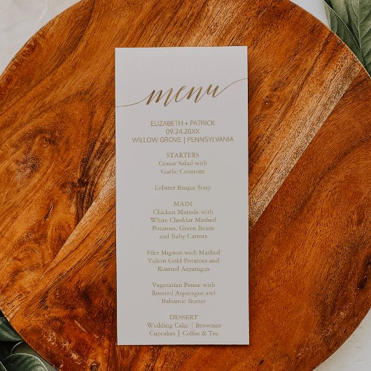 Elegant Gold Calligrafie | Ivory Dinner Menu Kaart