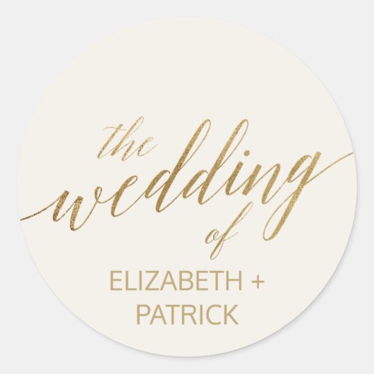 Elegant Gold Calligrafie | Ivory Envelope-zegels Ronde Sticker (Voorkant)