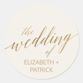 Elegant Gold Calligrafie | Ivory Envelope-zegels Ronde Sticker