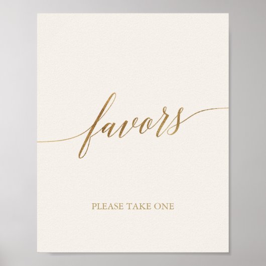 Elegant Gold Calligrafie | Ivory Favors Poster (Voorkant)