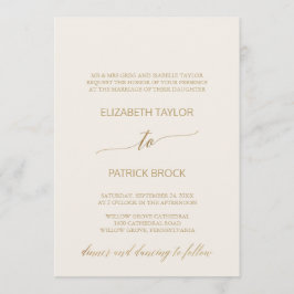 Elegant Gold Calligrafie | Ivory Formal Wedding Kaart