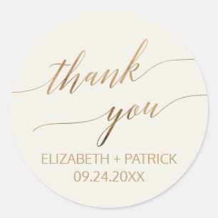 Elegant Gold Calligrafie   Ivory Hartelijk dank Ronde Sticker