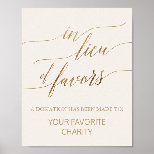Elegant Gold Calligrafie | Ivory in Lieu Favors Poster (Voorkant)