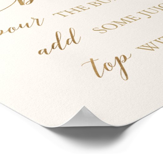 Elegant Gold Calligrafie | Ivory Mimosa Bar Poster (Hoek)