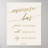 Elegant Gold Calligrafie | Ivory Mimosa Bar Poster (Voorkant)