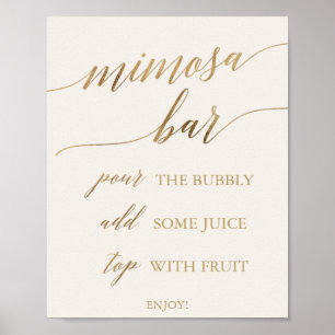 Elegant Gold Calligrafie   Ivory Mimosa Bar Poster