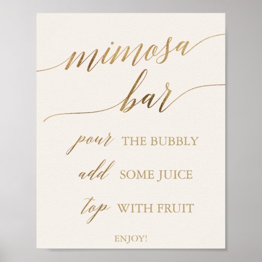 Elegant Gold Calligrafie | Ivory Mimosa Bar Poster (Voorkant)