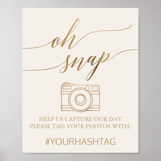 Elegant Gold Calligrafie | Ivory Oh Snap Sign Poster (Voorkant)