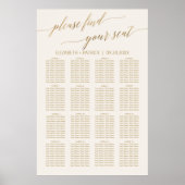 Elegant Gold Calligrafie | Ivory Seating Chart Poster (Voorkant)