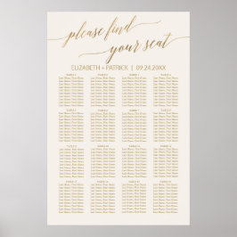 Elegant Gold Calligrafie | Ivory Seating Chart Poster