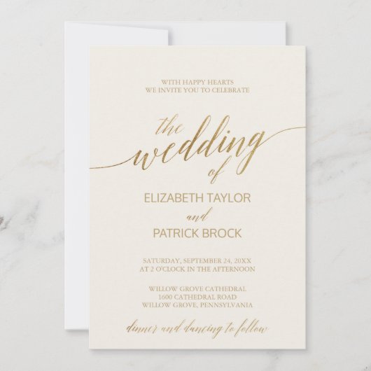 Elegant Gold Calligrafie | Ivory the Wedding of Kaart (Voorkant)