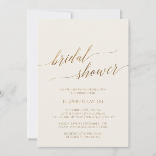 Elegant Gold Calligrafie | Ivory Vrijgezellenfeest Kaart (Voorkant)