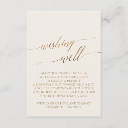 Elegant Gold Calligrafie | Ivory Wishing Well Informatiekaartje (Voorkant)