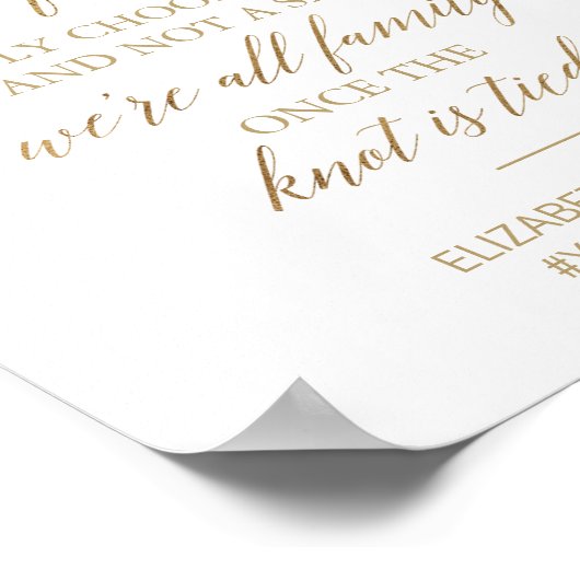 Elegant Gold Calligrafie Kies een zitplaatje Poster (Hoek)