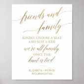 Elegant Gold Calligrafie Kies een zitplaatje Poster (Voorkant)