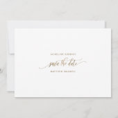 Elegant Gold Calligrafie, minimalistisch huwelijk Save The Date (Achterkant)