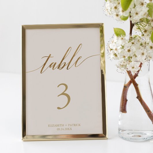 Elegant Gold Calligrafie | Nummer van de voorlopig Kaart