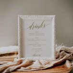 Elegant Gold Calligrafie | Onderteken menu Ivory-D Poster<br><div class="desc">Dit elegante goudkalligrafie ivoor drink menubord is perfect voor een eenvoudige bruiloft. Het neutrale ontwerp is voorzien van een minimalistisch poster met romantische en grillige faux gouden folie-typografie. Personaliseer het teken met de drinken beschikbaar bij uw ontvangst. Opmerking: dit ontwerp is niet voorzien van echte gouden folie. Het is een...</div>