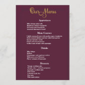 Elegant Gold Calligrafie op Paarse bruiloft Menu (Voorkant)