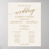 Elegant Gold Calligrafie | Programma Ivory Wedding Poster (Voorkant)