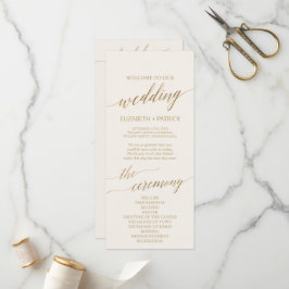 Elegant Gold Calligrafie | Programma Ivory Wedding Programmakaart