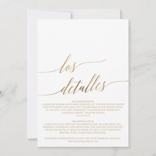 Elegant Gold Calligrafie | Spaans bruiloft Kaart (Achterkant)