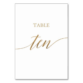 Elegant Gold Calligrafie Tabel Tien tabelnummer Kaart