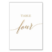 Elegant Gold Calligrafie Tabel Vier Tabelnummer Kaart (Voorkant)