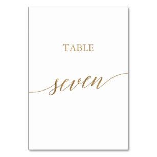 Elegant Gold Calligrafie Tabel zeven tabelnummer Kaart