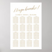 Elegant Gold Calligrafie Tengo Hambre Table Plan Poster (Voorkant)