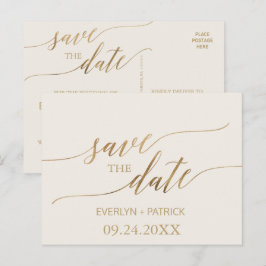 Elegant Gold Calligrafie | Voorbeeld Opslaan datum Aankondigingskaart