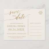Elegant Gold Calligrafie | Voorbeeld Opslaan datum Aankondigingskaart (Achterkant)