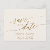 Elegant Gold Calligrafie | Voorbeeld Opslaan datum Aankondigingskaart (Voorkant)