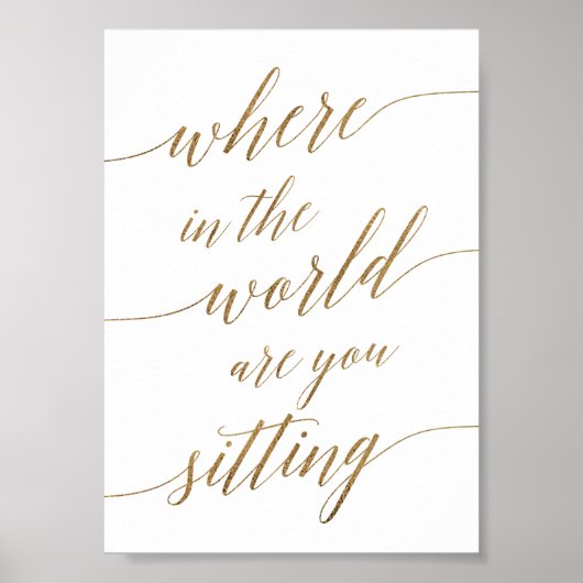 Elegant Gold Calligrafie Waar in het wereldteken Poster (Voorkant)