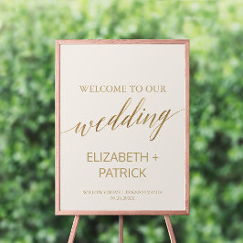Elegant Gold Calligrafie | Welkom Ivory Wedding Poster