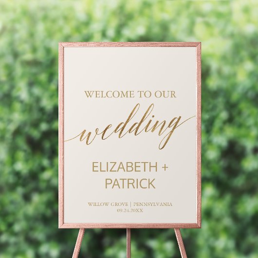 Elegant Gold Calligrafie | Welkom Ivory Wedding Poster