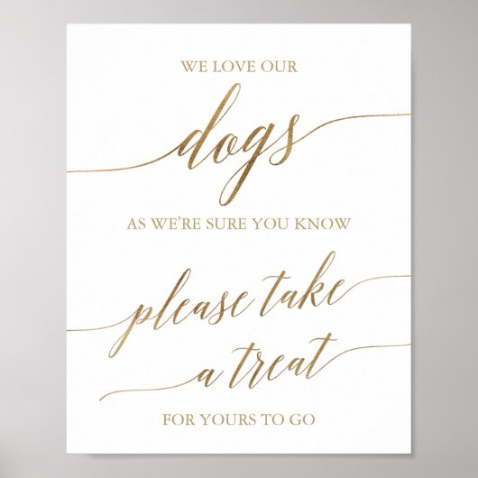 Elegant Gold Calligrafie Wij houden van onze honde Poster (Voorkant)