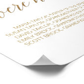Elegant Gold Calligrafie wil dat je hier bent Poster (Hoek)