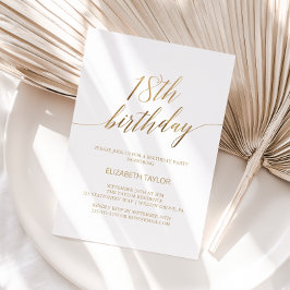 Elegant Gold Calligraphy 18th Birthday Kaart