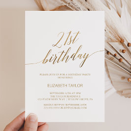 Elegant Gold Calligraphy 21st Birthday Kaart