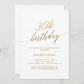 Elegant Gold Calligraphy 30th Birthday Kaart (Voorkant / Achterkant)
