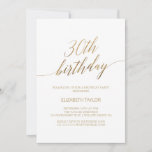 Elegant Gold Calligraphy 30th Birthday Kaart<br><div class="desc">Deze elegante goudkalligrafie op 30ste verjaardag is perfect voor een eenvoudig verjaardagsfeest. Het neutrale ontwerp is voorzien van een minimalistische kaart met romantische en faux gouden folie-typografie. Opmerking: dit ontwerp is niet voorzien van echte gouden folie. Het is een afbeelding van hoge kwaliteit die gemaakt is om op gouden folie...</div>