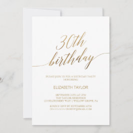 Elegant Gold Calligraphy 30th Birthday Kaart