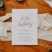 Elegant Gold Calligraphy 40th Birthday Kaart
