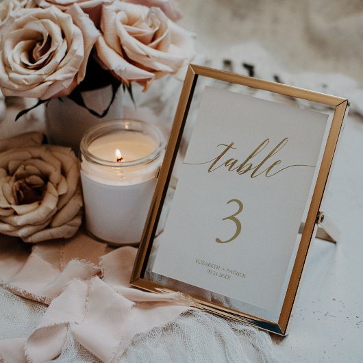 Elegant Gold Calligraphy 5x7-inch Weddentable Numb