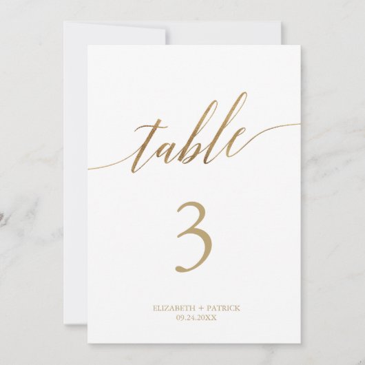 Elegant Gold Calligraphy 5x7-inch Weddentable Numb (Voorkant)